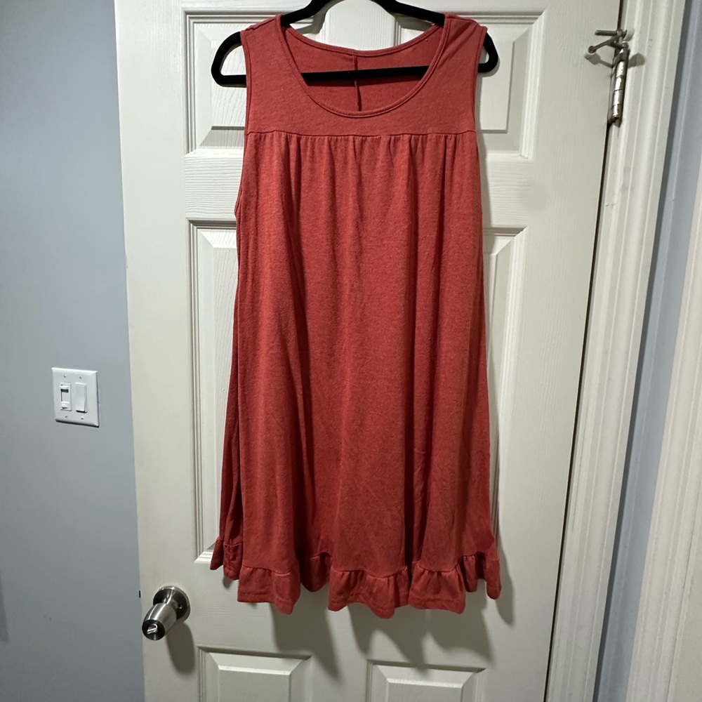 Sleeveless Red Dress with Ruffle Hem